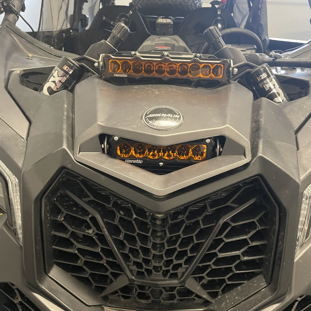 Can Am Maverick X3 10 Inch Hood Scoop LED Light Bar Heretic Studio