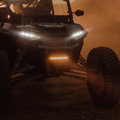 amber 10 inch led light bar mounted on a polaris rzr