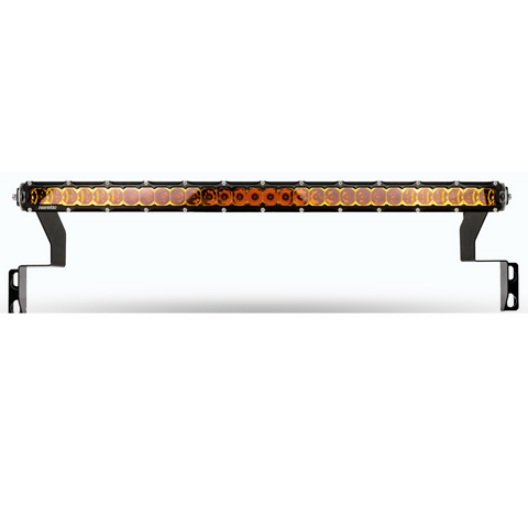 studio shot of the 30 inch behind the grille led light bar amber lens
